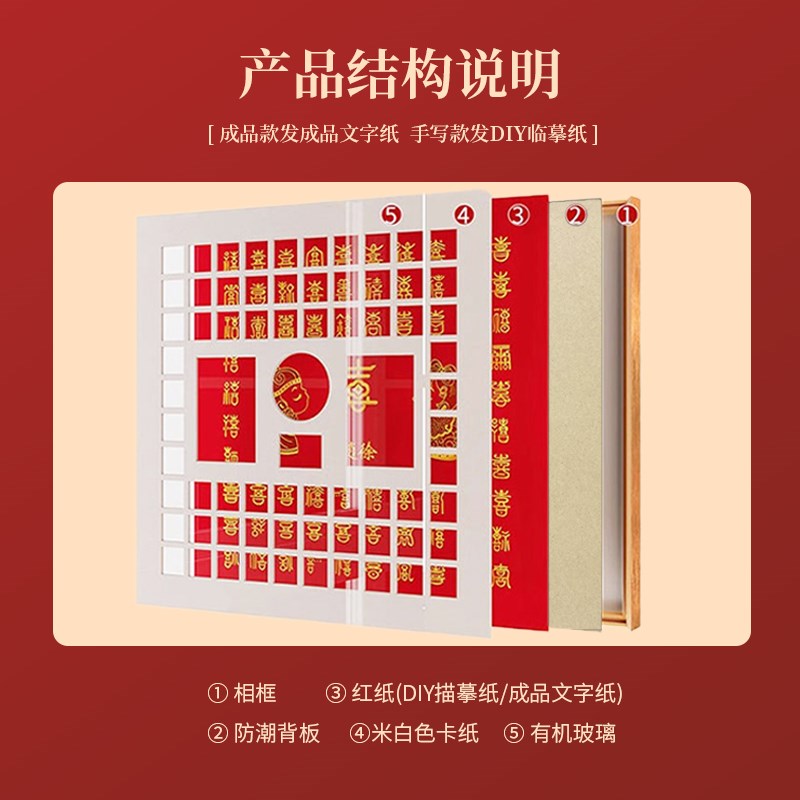 百喜图 新婚订结婚创意礼物品diy手工手写临摹喜字相框送新人闺蜜