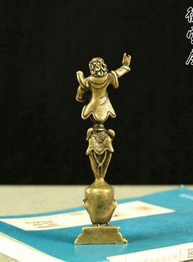 复古纯铜金刚手护法器 底座摆件 黄铜愤怒莲师宝杵 密宗西藏藏传