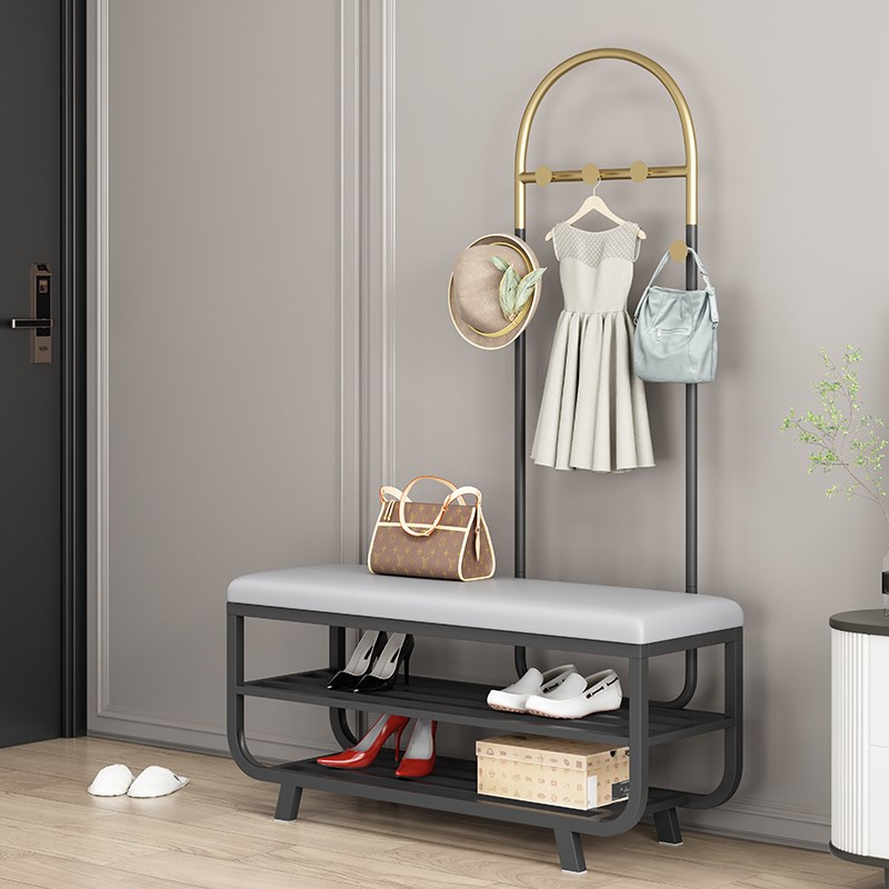 换鞋凳家用门口可坐式穿鞋进门入户软包长条沙发凳轻奢高级感衣架