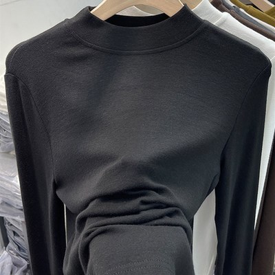 男女童装打底衫内搭秋冬德绒半高领长袖t恤中大儿童白色上衣加厚