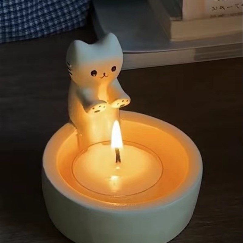 可爱烤手小猫香薰蜡烛烛台家居饰品装饰摆件送女朋友闺蜜生日礼物