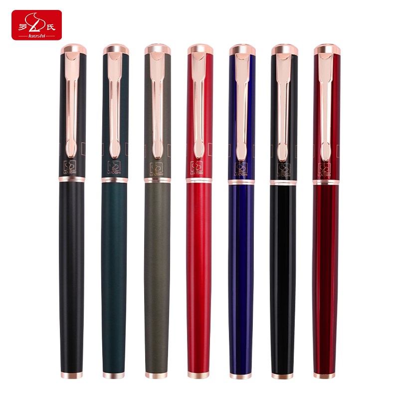 罗氏钢笔金属杆免费刻字笔学生用磨砂重手感硬笔书法笔0.38mm暗尖