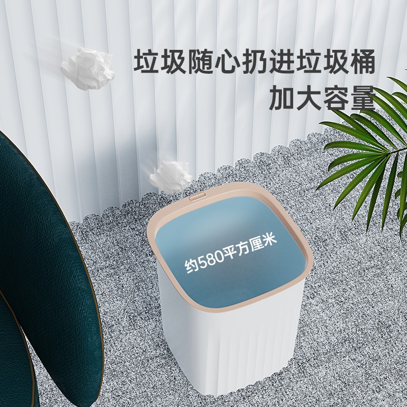垃圾桶家用大容量客厅厨房卧室轻奢风带压圈垃圾筒大号卫生间厕所