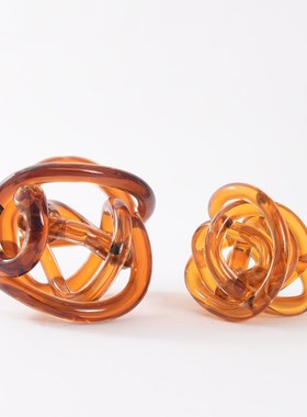 极简创意玻璃扭曲艺术摆件轻奢样板房间客厅软装饰品水晶麻球摆设