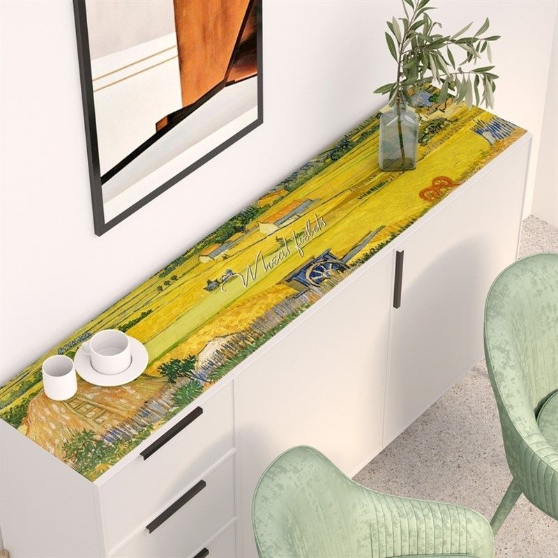 梵高花卉油画 皮革鞋柜垫子台面防水防油桌布盖巾盖布电视柜长条,居家布艺,桌布,淘宝优惠券,粉丝福利购,淘宝优惠卷