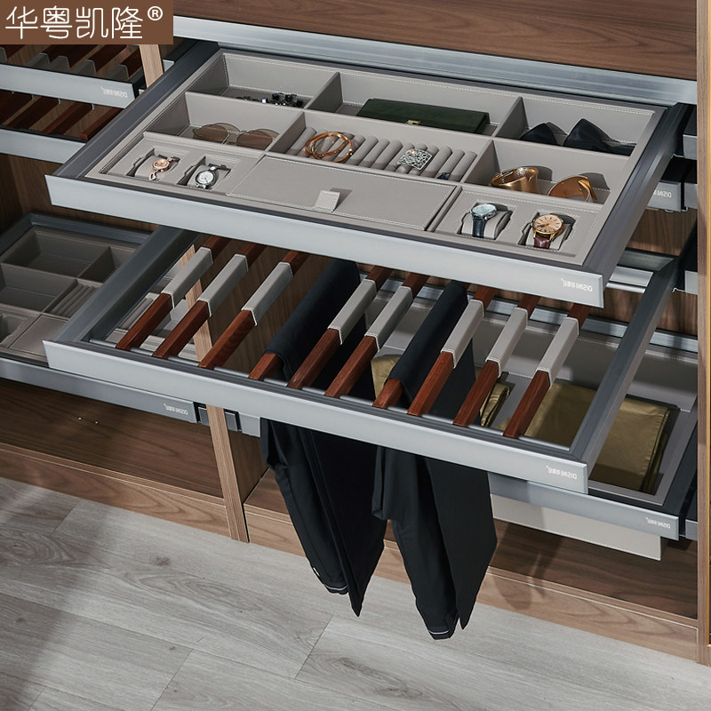 高档皮革柜内首饰盒抽屉式伸缩裤架家用衣帽间内置收纳藤篮裤抽,基础建材,柜内裤架,淘宝优惠券,粉丝福利购,淘宝优惠卷