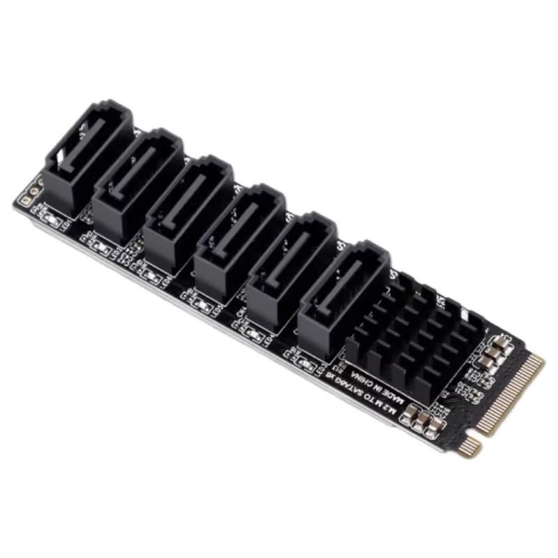 M.2转5 SATA3.0扩展卡M2 M-KEY NVME转SATA转接卡NAS群晖硬盘扩容