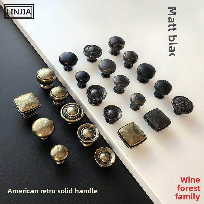 覆古美式圆拉手中式实心彷古衣柜鞋柜橱柜拉手欧式田园抽屉方把手