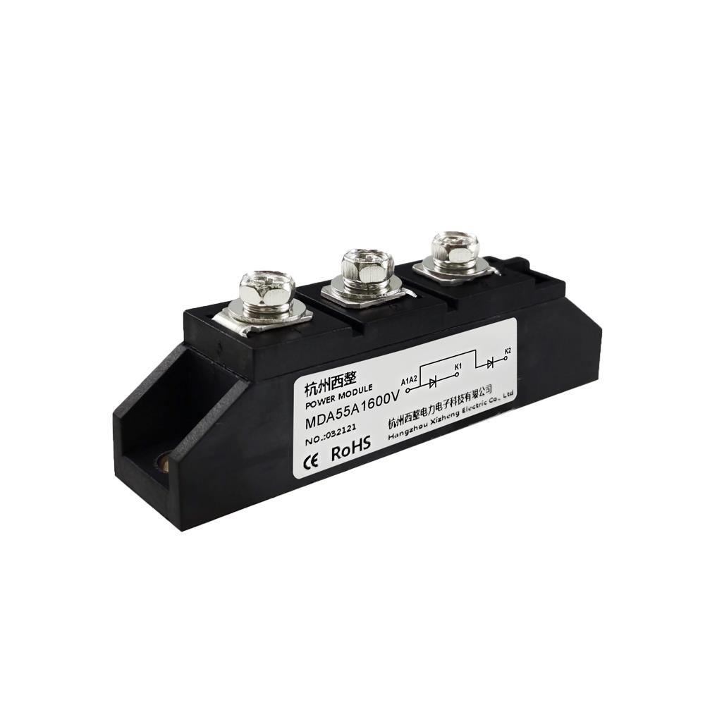 MDA55A 共阳极二极体模块25A 100A 200A1600V整流防反充12V24VDC