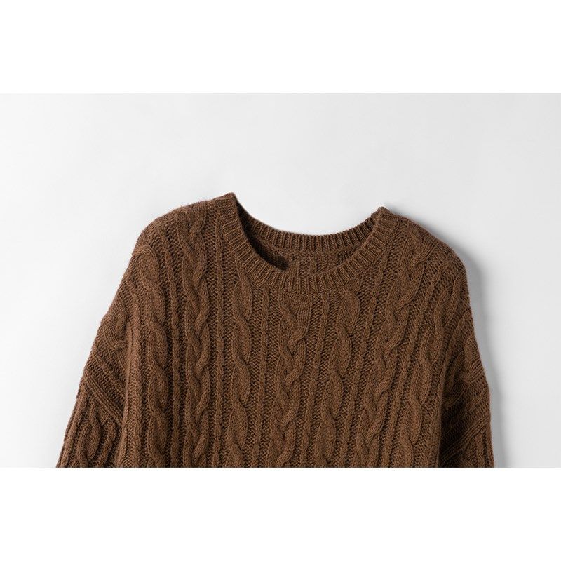 实穿人见人夸~重磅羊绒圆领套头奢贵100%纯羊绒绞花针织连衣裙