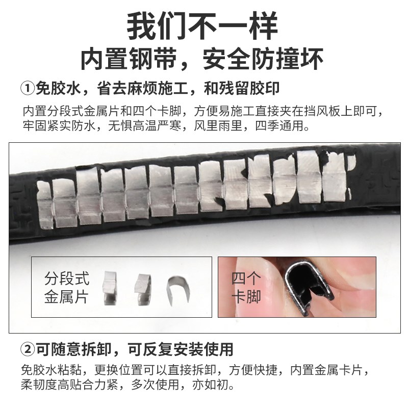 电动车前挡风板保护条电瓶车摩托车踏板三轮车大挡风玻璃包边胶条