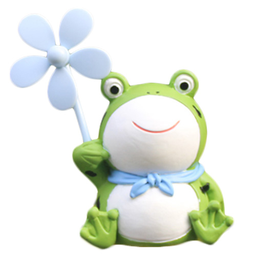 可爱卖崽小青蛙风车竹蜻蜓电瓶自行汽车载电动摩托装饰品送闺蜜礼