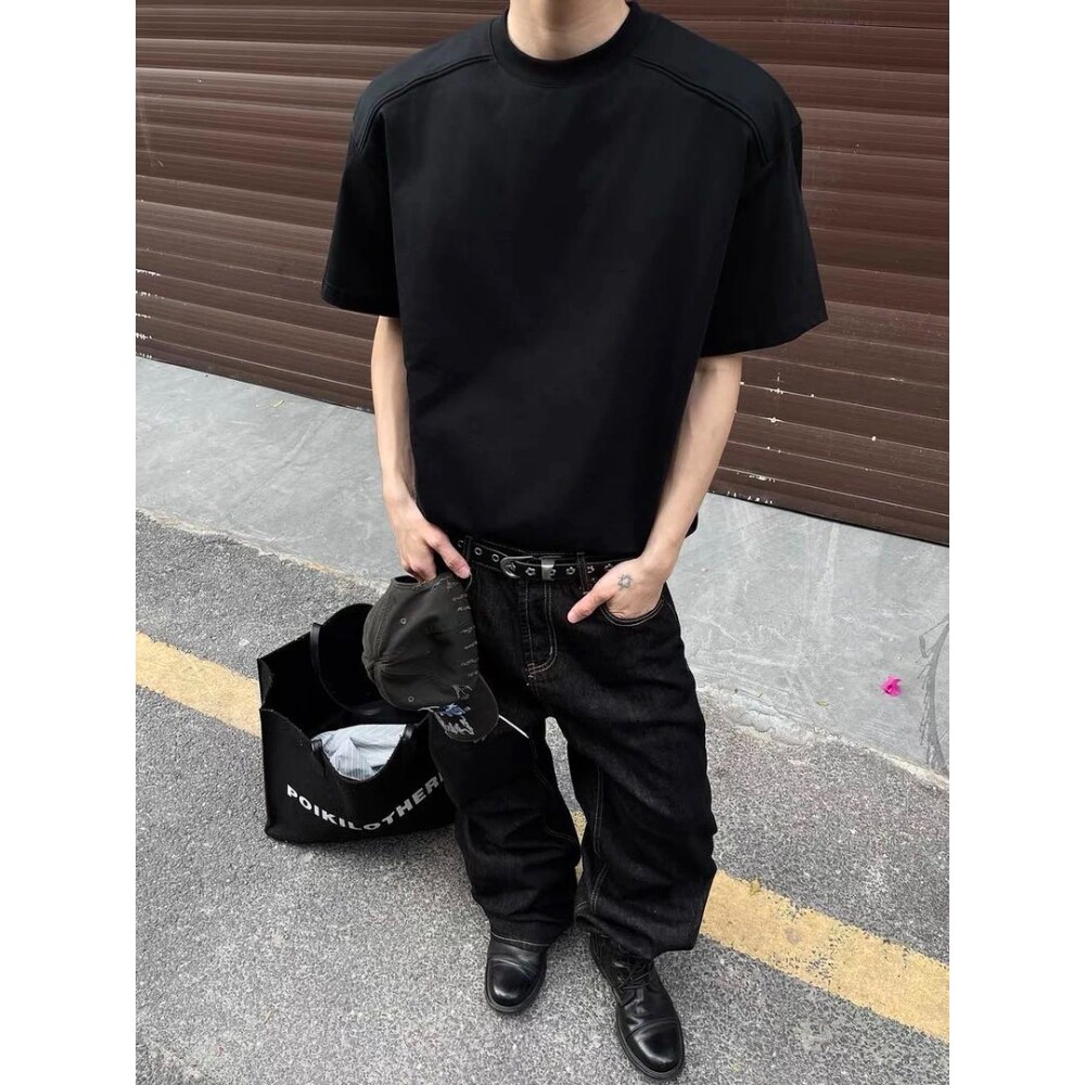 夏季重磅纯棉300G修身男款T恤