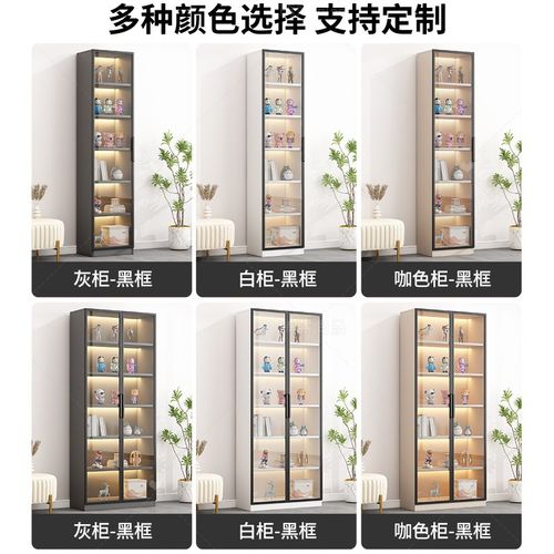 书架带玻璃门痛柜手办展示柜防尘模型摆件客厅陈列柜储物收纳柜子