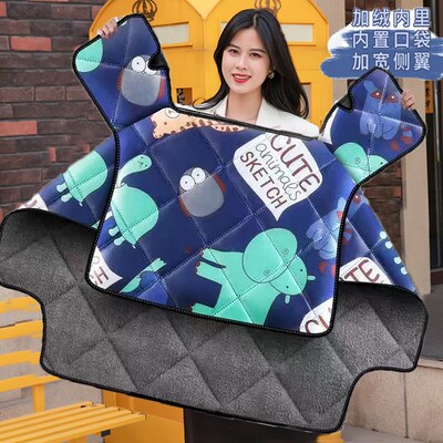 2022冬季电动车挡风被卡通潮流防晒罩小型电车通用遮阳防寒防风
