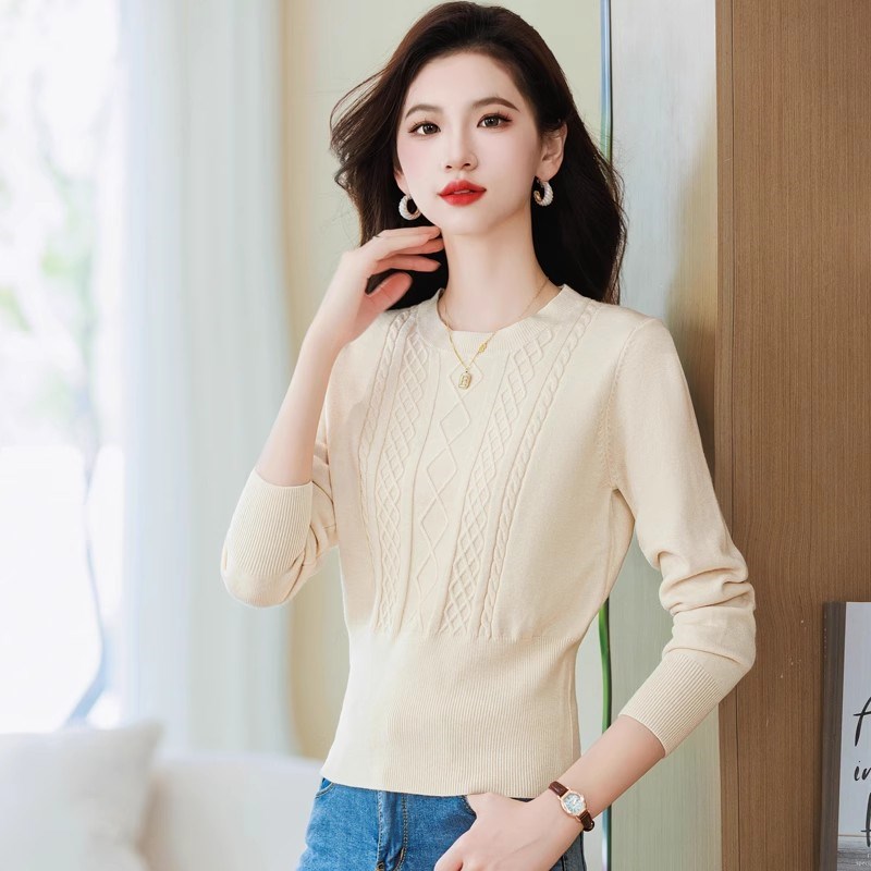 毛衣女秋冬套头修身内搭打底衫小个子短款洋气卡腰上衣长袖针织衫