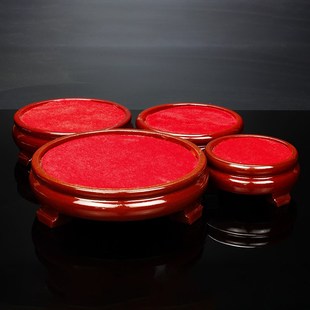 圆木底座工艺品木托摆件大小号舍利塔底座琉璃圆托盘奖杯酒柜底盘