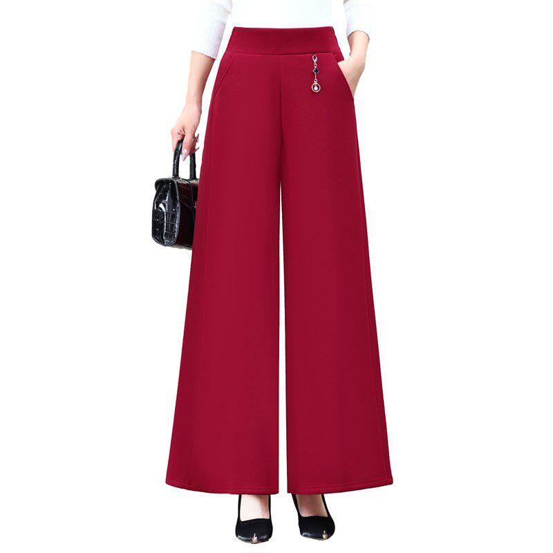 妈妈新款秋冬高腰阔腿裤中老年女裤加绒大码显瘦洋气大脚裙裤裤子