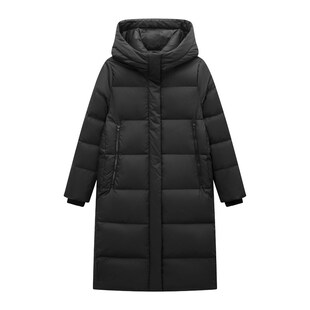 奈格薇儿小个子黑色羽绒服女冬季2024新款气质高级感防风长款外套