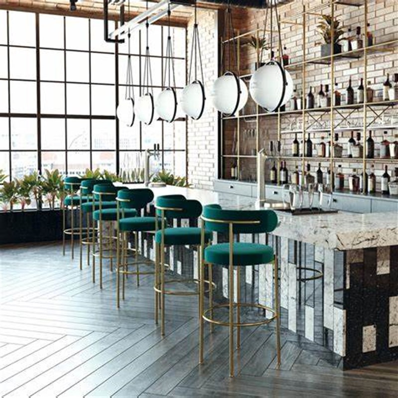 北欧轻奢吧台椅时尚百搭咖啡厅奶茶店酒吧休闲靠背高脚凳椅高脚椅