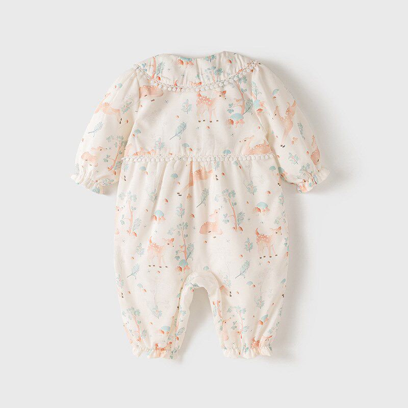 新生婴儿衣服女宝宝秋装连体公主超萌满月百天外出套装春秋季一岁