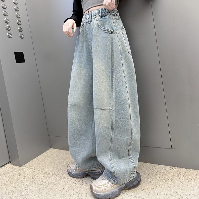 女童春装牛仔裤2025新款儿童弯刀长裤子春秋季女大童初中生阔腿裤,童装/婴儿装/亲子装,裤子,淘宝优惠券,粉丝福利购,淘宝优惠卷