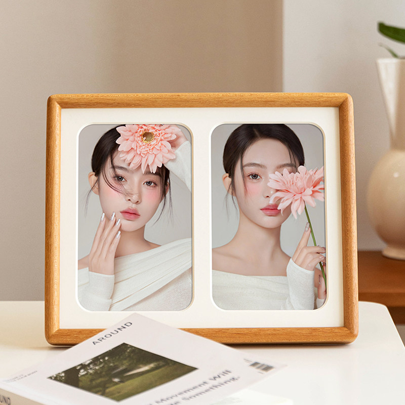 双联实木相框空框情侣定制diy洗婚纱照片做成摆台打印装裱8寸挂墙