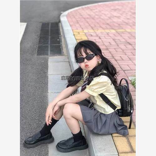女童夏季套装2025新款时髦洋气jk制服儿童学院风百褶短裙领带学生