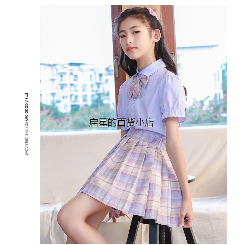 女童夏装套装2025新款女孩jk制服裙子夏季学院风大儿童洋气连衣裙