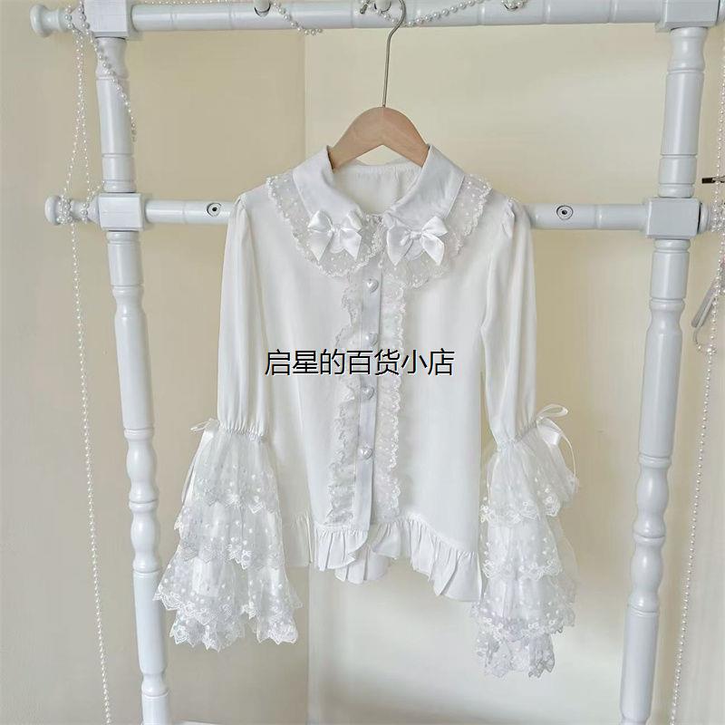 白糖少女原创设计Lolita洋装甜美可爱蕾丝doll感姬袖长袖上衣衬衫