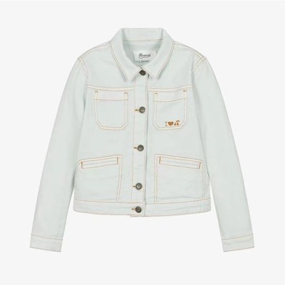 Bon*秋冬新款 法单儿童樱桃水洗浅色全棉软牛仔外套女童上衣 童装