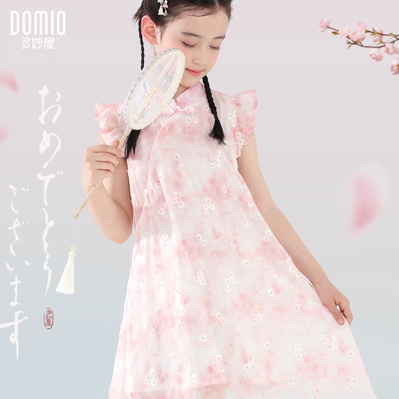 女童夏装连衣裙2024新款国风新中式汉服儿童公主裙大童洋气旗袍裙
