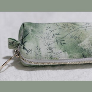 躲在耳里飘竹笔袋竹叶竹子小众手作文玩袋化妆刷包新中式中国风