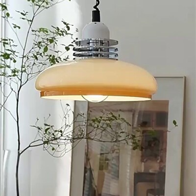 中古风可伸缩日式吊灯侘寂吧台包豪斯奶油玻璃法式vintag餐厅吊灯