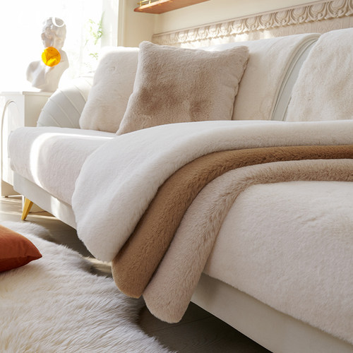 撸猫感冬季皮草兔毛绒沙发垫冬款加厚毛绒坐垫子轻奢沙发盖巾