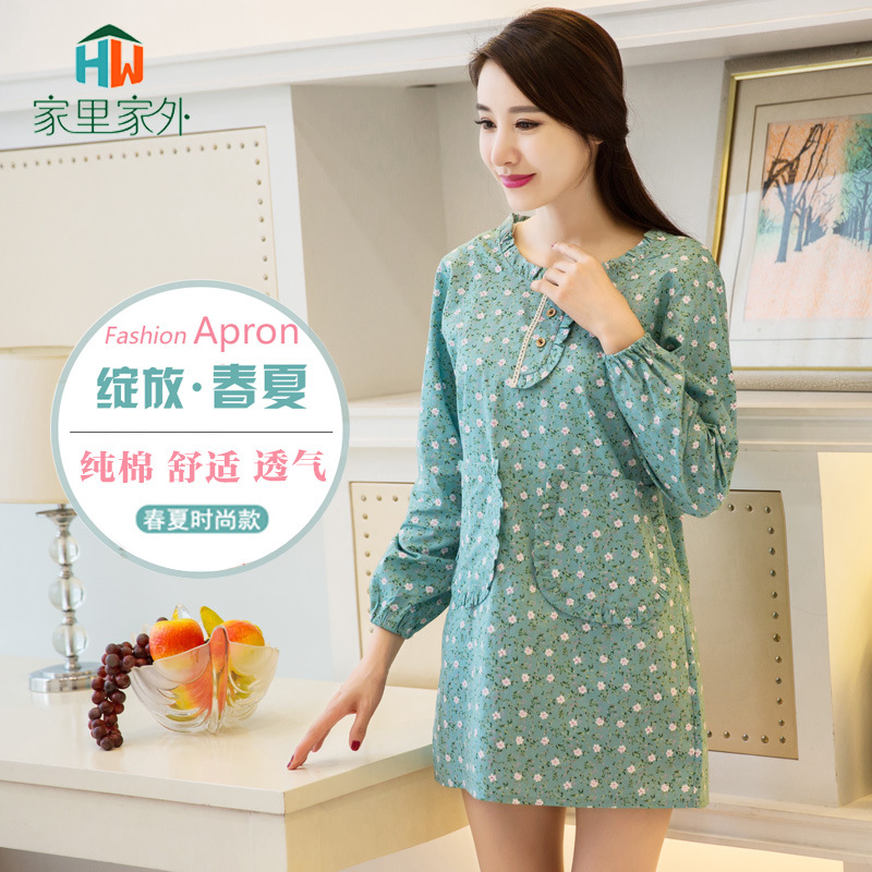 家里家外时尚围裙厨房罩衣非防水防油可爱纯棉家居工作服创意包邮