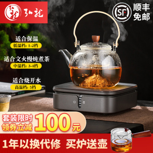 小茶炉家用 弘龙德茗堂猫眼二代电陶炉煮茶专用提梁玻璃蒸茶壶日式