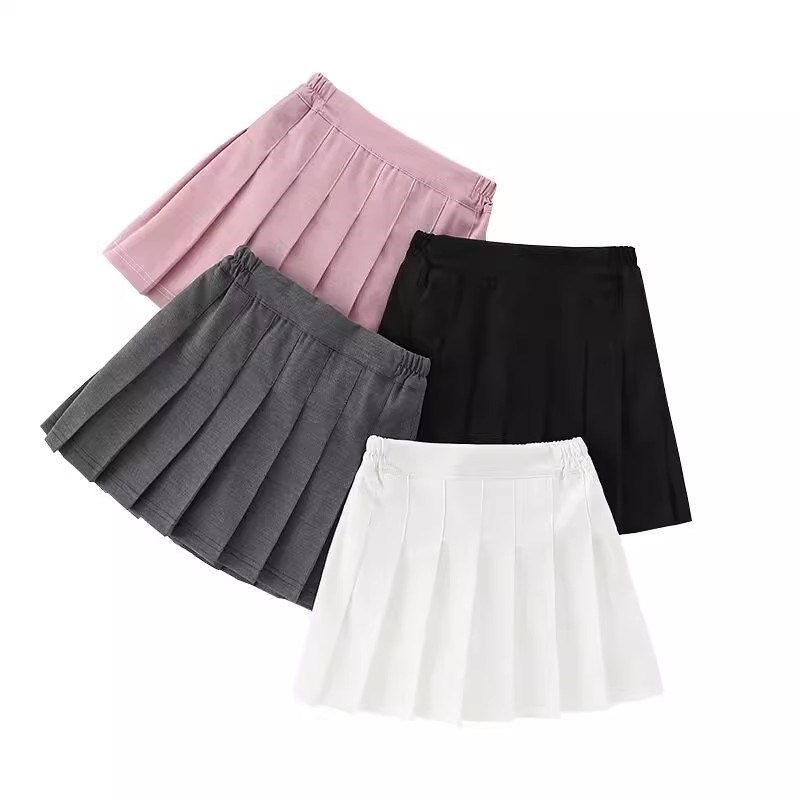 女童百褶裙2025夏季学院春装儿童红色半身裙短裙女孩表演舞蹈裙子