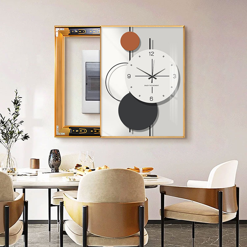 遮挡电表箱装饰画竖版带钟表开关盒多媒体配电箱空开箱挂画免打孔