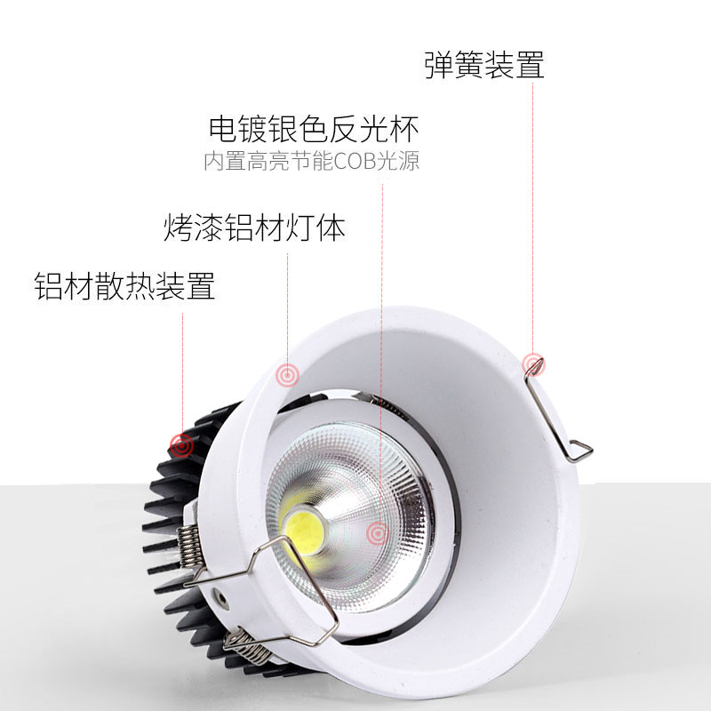 窄边框led防眩射灯客厅洗墙筒灯5W7W开孔5.5cm公分卧室背景墙55mm