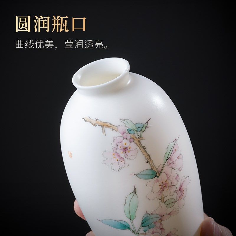 东方泥土档手绘海棠小瓶新陶瓷客厅博古架博古架装饰,家居饰品,花瓶,淘宝优惠券,粉丝福利购,淘宝优惠卷