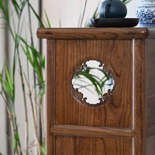 玄关柜明式万历柜亮格柜古典圆角柜榆木茶水柜宋式美学装饰柜