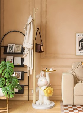 客厅奶油风熊猫儿童卧室电视柜沙发边几旁落地摆件衣帽架挂衣包架