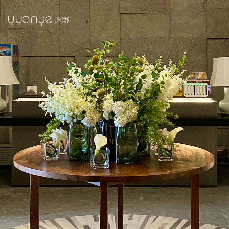 高档酒店大堂仿真假花摆设件圆桌大厅别墅售楼商场会所定制装饰花