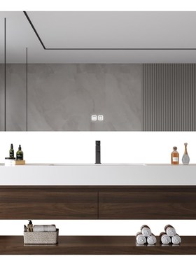 酒店风岩板陶瓷无缝一体盆浴室柜定制卫生间洗手盆洗漱台洗手池