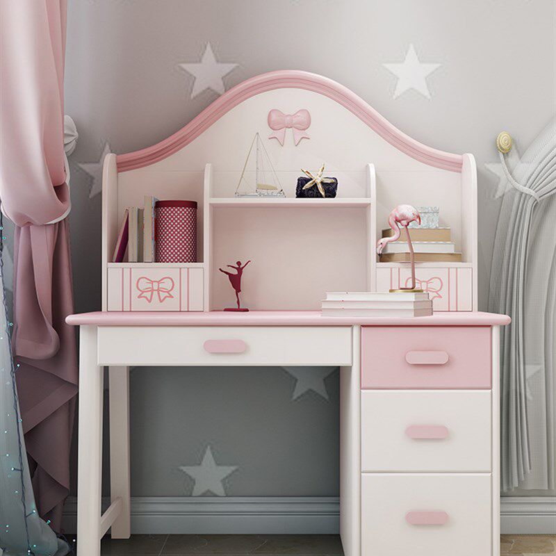 书桌书架一体实木女孩卧室家用带书柜学生写字台电脑桌女童学习桌,住宅家具,书桌,淘宝优惠券,粉丝福利购,淘宝优惠卷