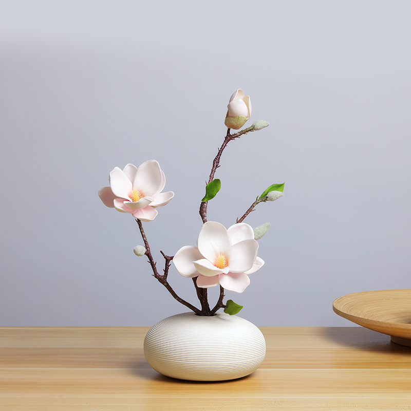 中式小玉兰花仿真花摆设客厅桌面插花装高档花艺茶几假花