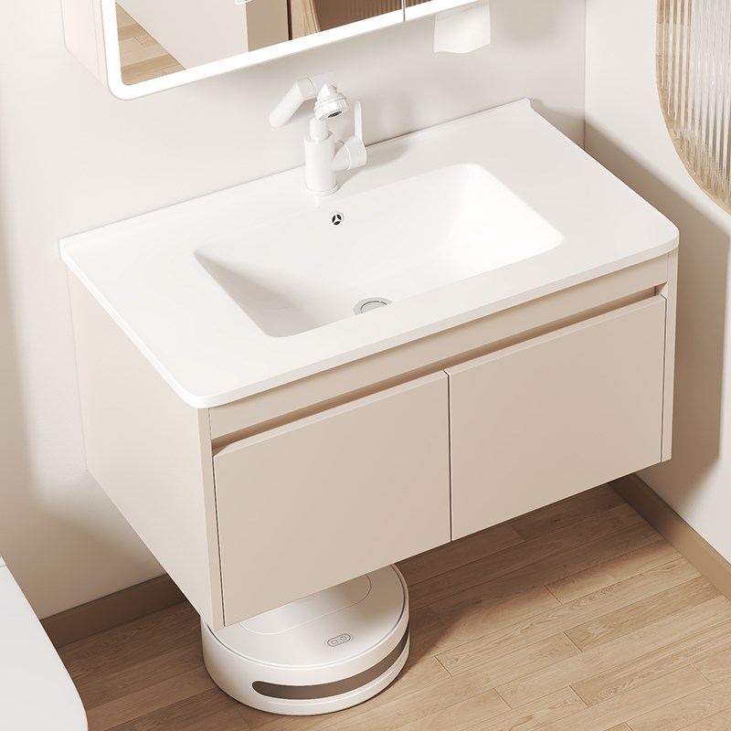 65/75/85cm小户型蜂窝铝浴室柜加深陶瓷一体洗手面盆组合洗漱台盆