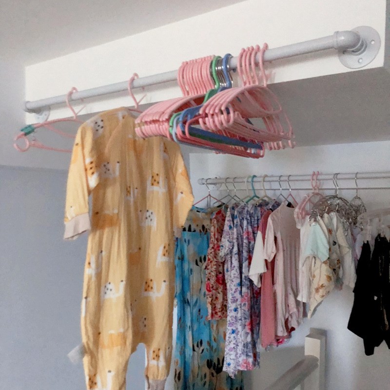 UG73晾衣杆阳台顶装家用飘窗固定式单杆室内白色挂衣杆窗台打孔晒