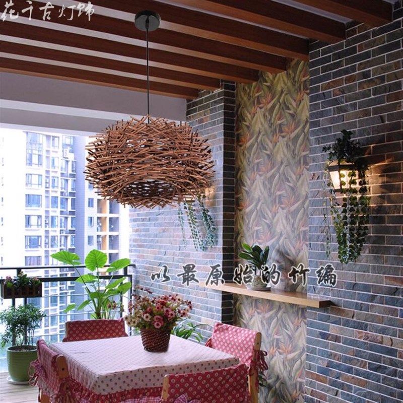 创意个性田园鸟巢窝藤艺竹编吊灯吧台咖啡酒饭店茶楼复古吊灯,家装灯饰光源,客厅吊灯,淘宝优惠券,粉丝福利购,淘宝优惠卷